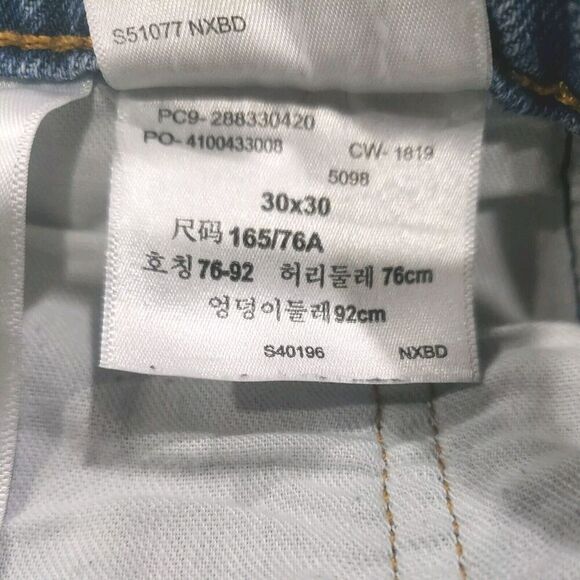 Levis Jeans Mens 30x30 Red Plaid Knee 512 Slim Straight Tapered  Distressed - Picture 8 of 9